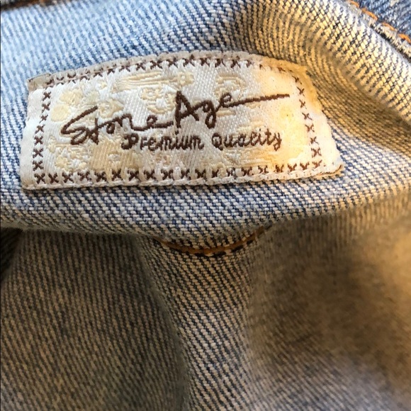 Denim Jean Jacket Peace Sign Fingers L - Picture 4 of 8